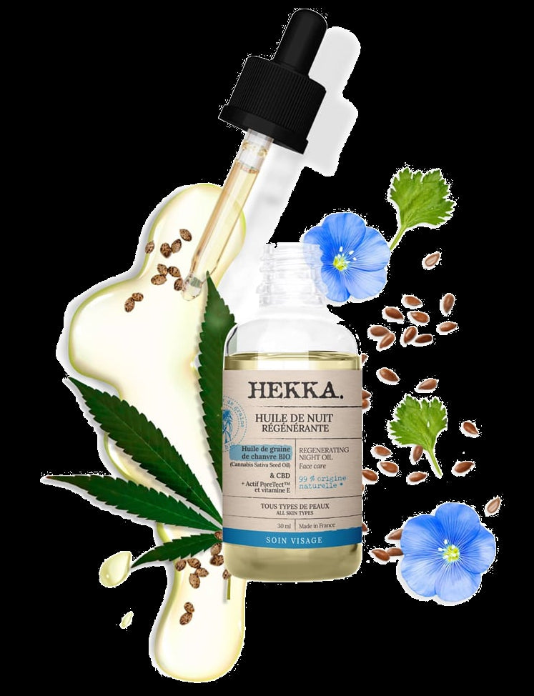 HEKKA - Huile de nuit régénérante, soin nocturne à base d'huiles végétales pour une peau régénérée et revitalisée
